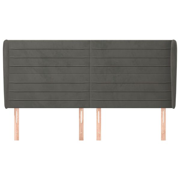 vidaXL Cabeceira cama c/ abas veludo 203x23x118/128 cm cinzento-escuro
