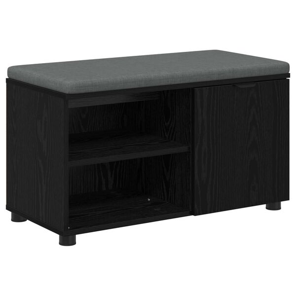 vidaXL Banco de Hall com almofada Liso Carvalho Preto 80 x 38 x 46 cm