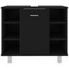 vidaXL 4 pcs conjunto de m&oacute;veis de casa de banho contraplacado preto