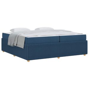 vidaXL Estrutura da Cama com colch&atilde;o Azul 200 x 200 cm tecido
