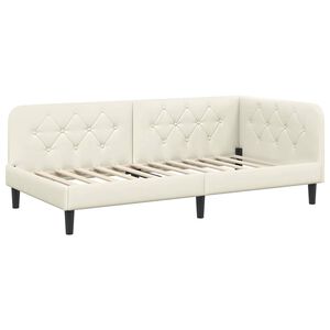 vidaXL Estrutura de Cama de Canto Creme 90 x 200 cm Veludo