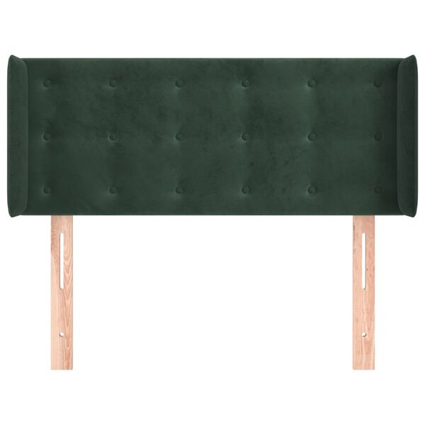 vidaXL Cabeceira de cama c/ abas veludo 83x16x78/88 cm verde-escuro