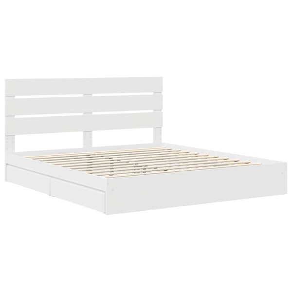 vidaXL Cama com Armazenamento Branco 200 x 200 cm Madeira processada