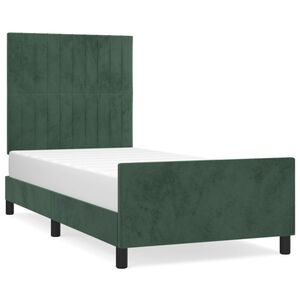 vidaXL Estrutura de cama sem colch&atilde;o 100x200 cm veludo verde-escuro