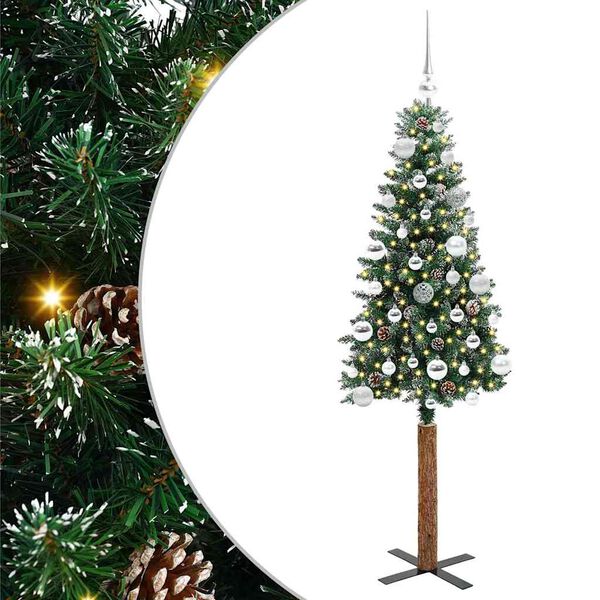 vidaXL &Aacute;rvore de Natal Slim com 150 LEDs com suporte Verde 150 cm