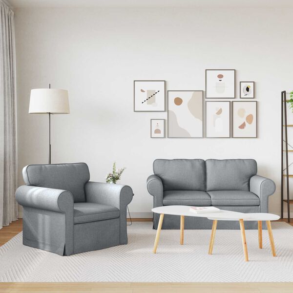 vidaXL Sof&aacute; 120cm 2 pcs Cinzento-claro Metal