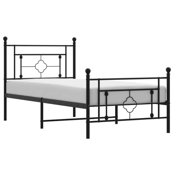 vidaXL Estrutura de cama com cabeceira e p&eacute;s 100x190 cm metal preto