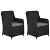 vidaXL Cadeiras de exterior c/ almofad&otilde;es 2 pcs vime PE preto