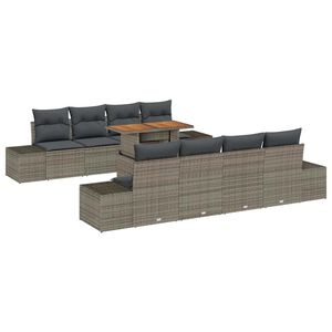 vidaXL Conjunto de Jantar para Jardim 9 pcs Cinza e Marrom