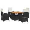vidaXL 5 pcs conjunto de jantar p/ jardim c/ almofad&otilde;es vime PE preto
