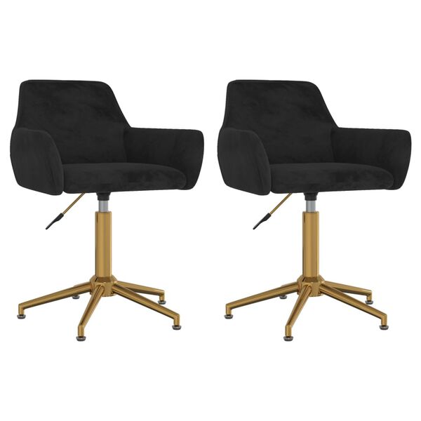 vidaXL Cadeiras de jantar girat&oacute;rias 2 pcs veludo preto