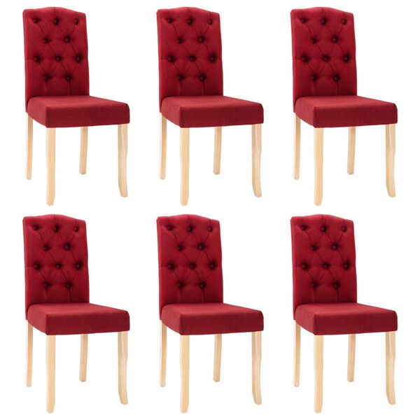 vidaXL Cadeiras de jantar 6 pcs tecido vermelho-tinto