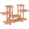 vidaXL Suporte de plantas com rodas 110x25x78 cm abeto maci&ccedil;o