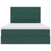 vidaXL Cama com arruma&ccedil;&atilde;o e LED Verde Escuro 140 x 190 cm Veludo