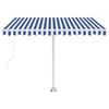 vidaXL Toldo autom&aacute;tico LED e sensor de vento 300x250 cm azul e branco