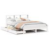 vidaXL Cama com estante sem colch&atilde;o 150x200 cm pinho maci&ccedil;o branco