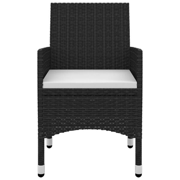 vidaXL 5 pcs conjunto de jantar p/ jardim c/almofad&otilde;es vime PE e vidro