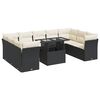 vidaXL 10 pcs conjunto sof&aacute;s de jardim c/ almofad&otilde;es vime PE preto