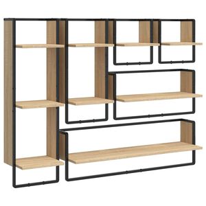vidaXL 6 pcs prateleiras parede derivados de madeira carvalho sonoma