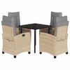 vidaXL 5pcs conj. jantar jardim c/ almofad&otilde;es vime PE bege misturado