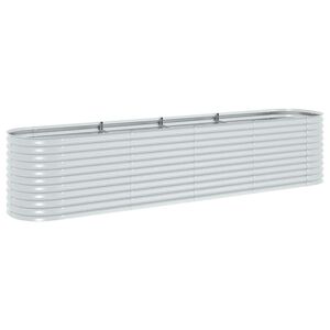 vidaXL Canteiro elevado de jardim a&ccedil;o galvanizado 400x80x81cm prateado