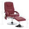 vidaXL Cadeira massagens + apoio p&eacute;s couro artif. vermelho tinto