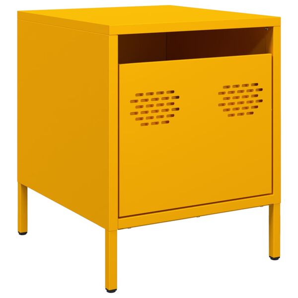 vidaXL Mesa de cabeceira 35x39x43,5 cm a&ccedil;o amarelo mostarda