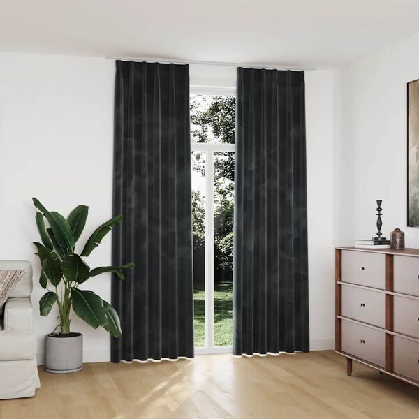 vidaXL Cortinas blackout com ganchos 2 pcs 140x245 cm veludo antracite