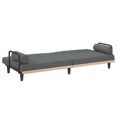 vidaXL Sofá-cama com apoio de braços tecido cinzento-escuro