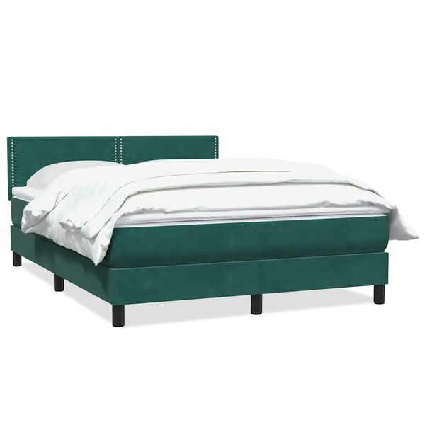 vidaXL Box Cama primavera com Colch&atilde;o Verde Escuro 140x210 cm Veludo