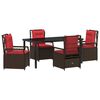 vidaXL Conjunto de Jantar para Jardim 5 pcs Castanho vime PE