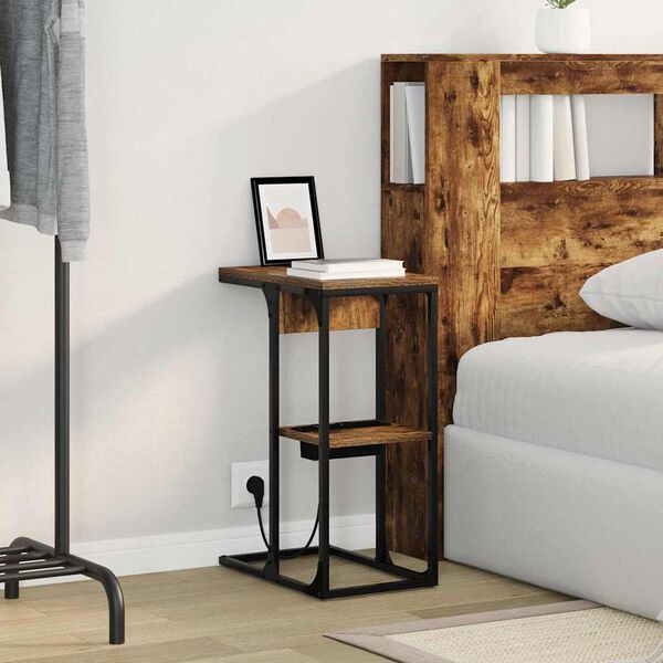 vidaXL Arm&aacute;rio de Cabeceira Carvalho Defumado 41,5 x 26 x 60,5 cm