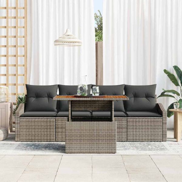 vidaXL Conjunto de Sof&aacute; de Jardim 5 pcs Cinzeto Rattan Sint&eacute;tico
