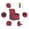 vidaXL Poltrona de massagens reclin. elevat&oacute;ria tecido vermelho tinto