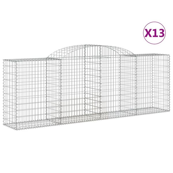 vidaXL Cestos gabi&atilde;o arqueados 13 pcs 300x50x100/120 ferro galvanizado