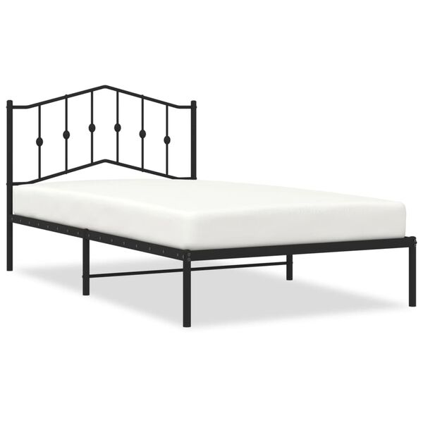 vidaXL Estrutura de cama com cabeceira 107x203 cm metal preto