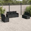 vidaXL 7 pcs conjunto de sof&aacute;s p/ jardim c/ almofad&otilde;es vime PE preto