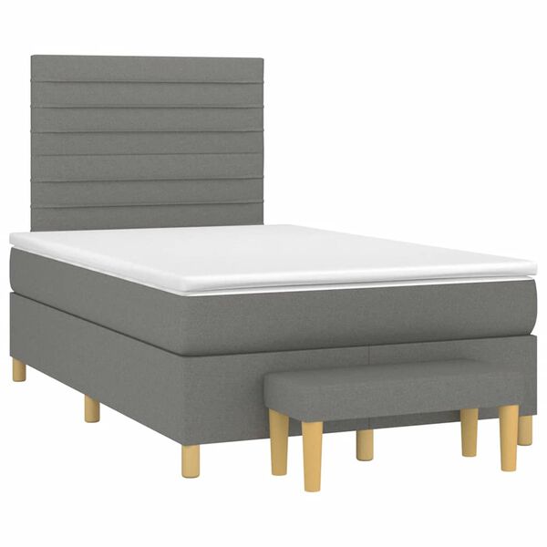 vidaXL Cama boxspring com colch&atilde;o 120x190 cm tecido cinzento-escuro