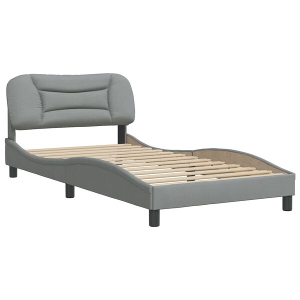 vidaXL Estrutura de cama sem colch&atilde;o Hvar 100x200 cm tecido cinzento-claro