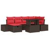 vidaXL Conjunto de Sof&aacute; de Jardim 7 unid. Castanho vime PE