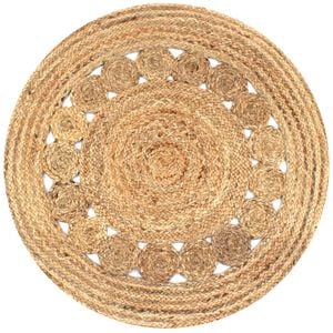 vidaXL Tapete em juta tran&ccedil;ada 90 cm redondo