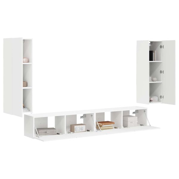 vidaXL Conjunto de Gabinete de Parede para TV 4 pcs Branco