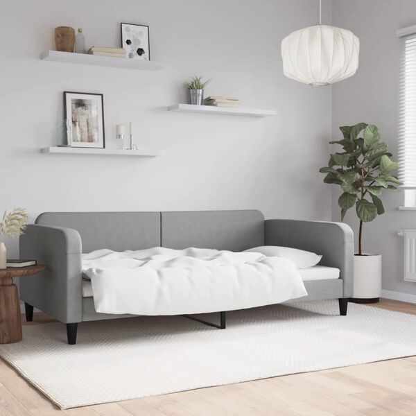 vidaXL Sof&aacute;-cama 100x200 cm tecido cinzento-claro