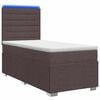 vidaXL Cama Box com LED e Colch&atilde;o Marrom Escuro 90 x 200 cm Tecido