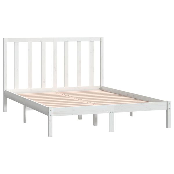 vidaXL Cama sem colch&atilde;o 135x190 cm madeira de pinho maci&ccedil;a branco