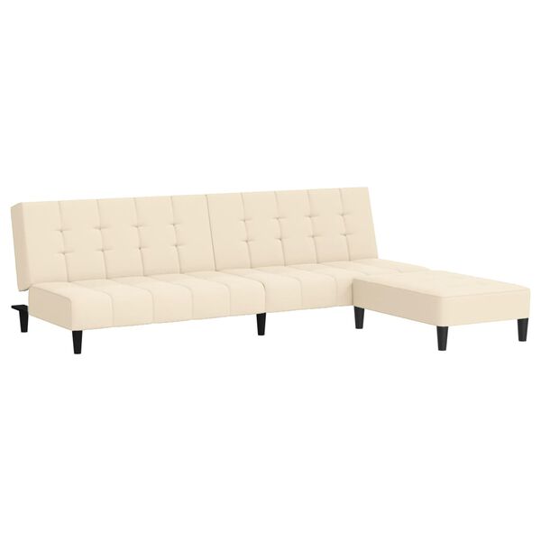 vidaXL Sof&aacute;-cama de 2 lugares com apoio de p&eacute;s veludo cor creme