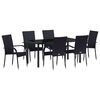 vidaXL Conjunto de Jantar para Jardim 7 unid. Preto A&ccedil;o revestido a p&oacute;
