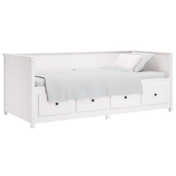 vidaXL Cama dia sem colchão branco 100x200 cm pinho de madeira maciça