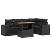 vidaXL 6 pcs conjunto sof&aacute;s de jardim c/ almofad&otilde;es vime PE preto