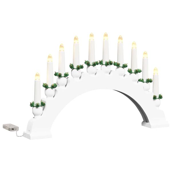 vidaXL Arco de Velas de Natal com 10 Velas LED Branco 47 x 5 x 29 cm